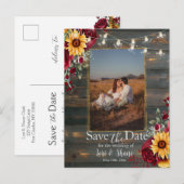Rustikale Rose und Aster Save the Date Foto Postkarte (Vorne/Hinten)