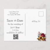 Rustikale Rose und Aster Save the Date Foto Postkarte (Rückseite)