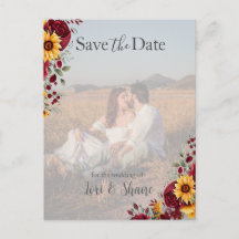 Rustikale Rose und Aster Save the Date Foto