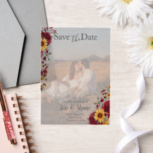 Rustikale Rose und Aster Save the Date Pergament Einladungen
