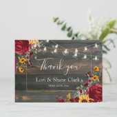 Rustikale Rose und Aster Wedding Vielen Dank Dankeskarte (Stehend Vorderseite)