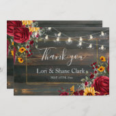 Rustikale Rose und Aster Wedding Vielen Dank Dankeskarte (Vorne/Hinten)