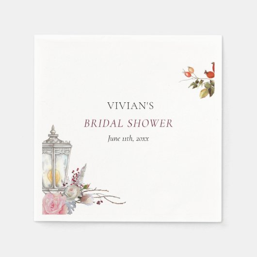 Rustikale Rose und Brautparty Lantern Serviette (Vorderseite)