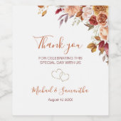 Rustikale Rose und Chrysanthemum Country Wedding Weinetikett (Einzelnes Label)