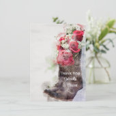 Rustikale Rose und Cowboy Boots Hochzeit Danke (Stehend Vorderseite)