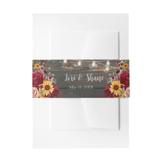 Rustikale Rose und Hochzeit Einladungsbanderole (Vorderseite Beispiel)