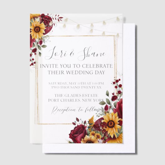 Rustikale Rose und Hochzeit Pergament Einladungen (Versetzt)