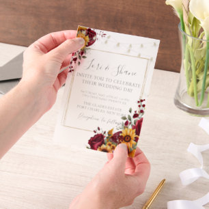 Rustikale Rose und Hochzeit Pergament Einladungen