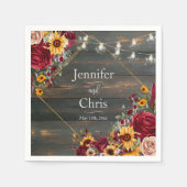 Rustikale Rose und Hochzeit Serviette (Vorderseite)