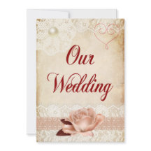 Rustikale Rose und Hochzeitseinladung