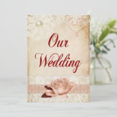 Rustikale Rose und Hochzeitseinladung Einladung (Stehend Vorderseite)
