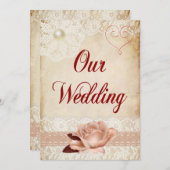 Rustikale Rose und Hochzeitseinladung Einladung (Vorne/Hinten)