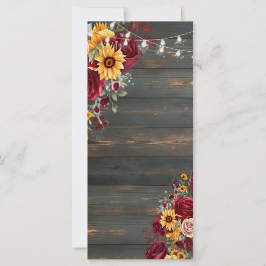 Rustikale Rose und Hochzeitsprogramm (Rückseite)