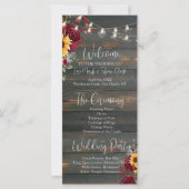 Rustikale Rose und Hochzeitsprogramm (Vorderseite)