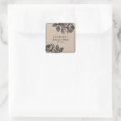 Rustikale Rose Vielen Dank Gastgeschenk Hochzeit S Quadratischer Aufkleber (Tasche)