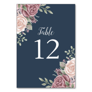 Rustikale Rose Wasserfarben Tischnummer