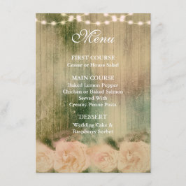 Rustikale Rose Wedding Menu Card Menükarte