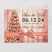 Rustikale Rose Weihnachtsfeiertag Rett Datum Ankündigungspostkarte (Vorderseite)