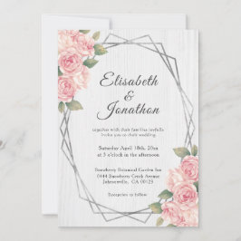 Rustikale Rose Weißholz Geometrische Hochzeit Einladung