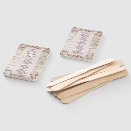 Rustikale Rose zum Hochzeitsprogramm für Holz Fächer (Non-assembled)