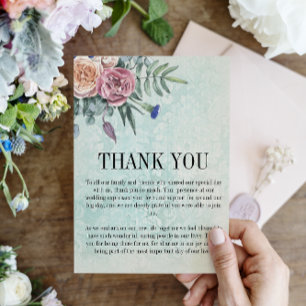 Rustikale Rosen Boho Grüne Florale Hochzeit Dankeskarte