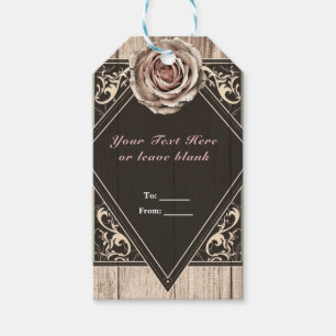 Rustikale Rosen Elegante Leicht Holz Diamant Party Geschenkanhänger