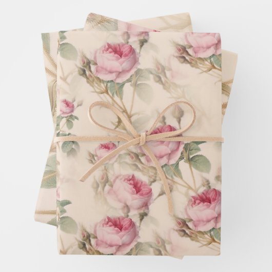 Rustikale Rosen Geschenkpapier Set (Beispiel)