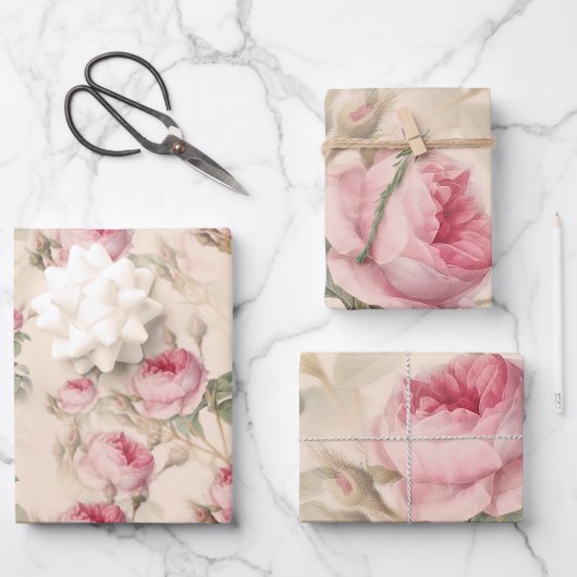 Rustikale Rosen Geschenkpapier Set (Vorderseite)