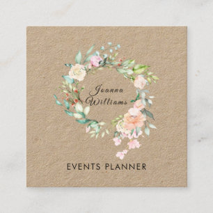 Rustikale Rosen-Girlande Blumen-Quadrat Visitenkar Quadratische Visitenkarte