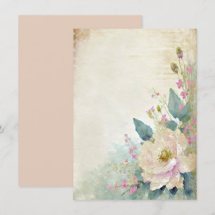 Rustikale Rosen-Hochzeit leer Einladung