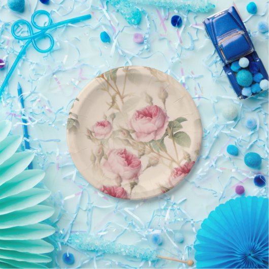 Rustikale Rosen Pappteller (Party)