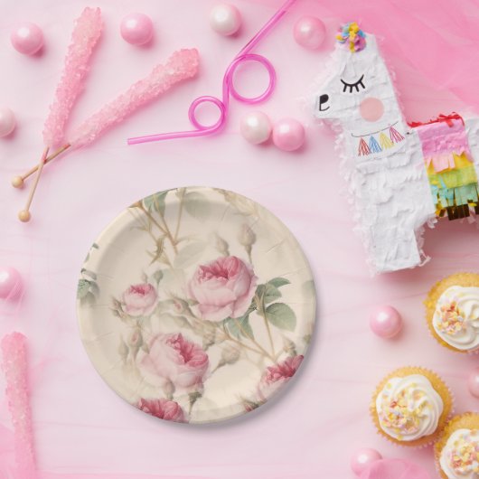 Rustikale Rosen Pappteller (Party)