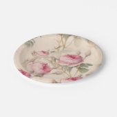 Rustikale Rosen Pappteller (Schrägansicht)