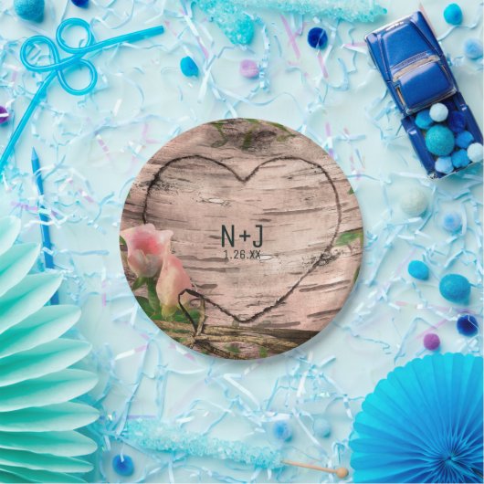 Rustikale Rosen und Reben Weißer Empfang Pappteller (Party)