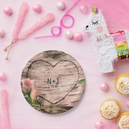 Rustikale Rosen und Reben Weißer Empfang Pappteller (Party)