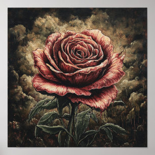 Rustikale Rosenblumen-Retro-Kunst Eingangsschmuck Poster