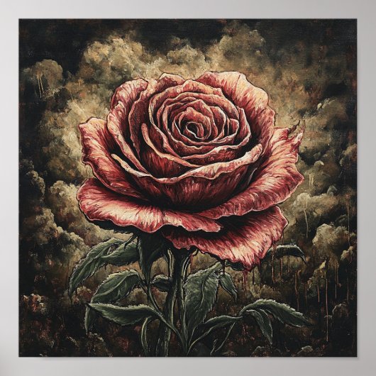 Rustikale Rosenblumen-Retro-Kunst Eingangsschmuck Poster (Vorne)