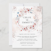 Rustikale Rosenblütenhochzeit und Goldene Hochzeit Einladung (Vorderseite)