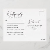 Rustikale Rosengrün Moderne botanische UAWG Folie Einladungspostkarte (Rückseite)