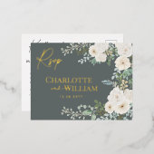 Rustikale Rosengrün Moderne botanische UAWG Folie Einladungspostkarte (Vorderseite/Rückseite)