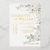 Rustikale Rosengrün Moderne Hochzeit Folieneinladung (Vorderseite)