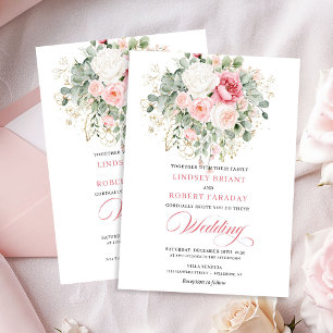 Rustikale Rosengrünhochzeits-Einladung mit Blush-T Einladung