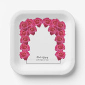 Rustikale Rosenhochzeit Pappteller (Vorderseite)