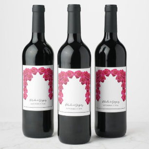 Rustikale Rosenhochzeit Weinetikett