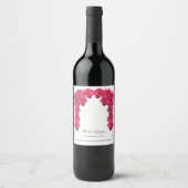 Rustikale Rosenhochzeit Weinetikett (Vorderseite)