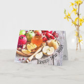 Rustikale Rosh Hashanah Äpfel und Honig Wasserfarb Karte (Gelbe Blume)