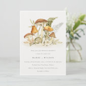 Rustikale Rost Orange Mushroom Fern Foliage Weddin Einladung (Stehend Vorderseite)