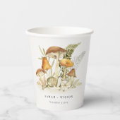 Rustikale Rost Orange Mushroom Fern Foliage Weddin Pappbecher (Vorderseite)