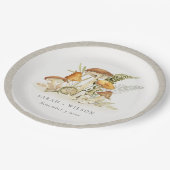 Rustikale Rost Orange Mushroom Fern Foliage Weddin Pappteller (Schrägansicht)