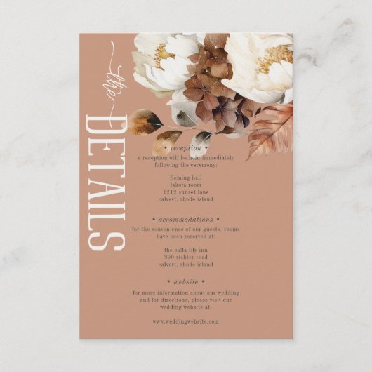 Rustikale Rostcreme und brauner Fall Blumendetails Begleitkarte (Vorderseite)